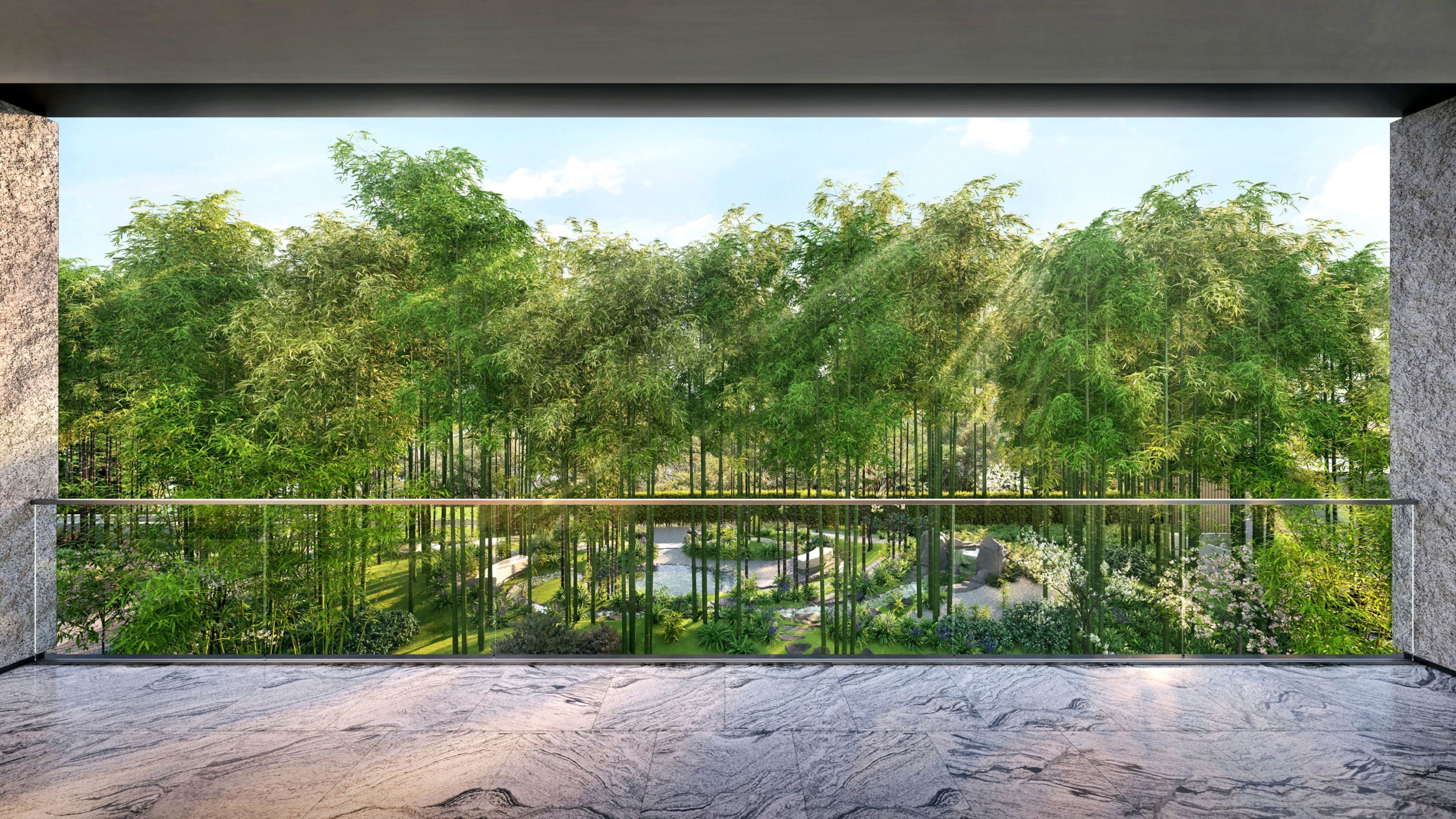 View of bamboo garden from balcony at 32 Gilstead.