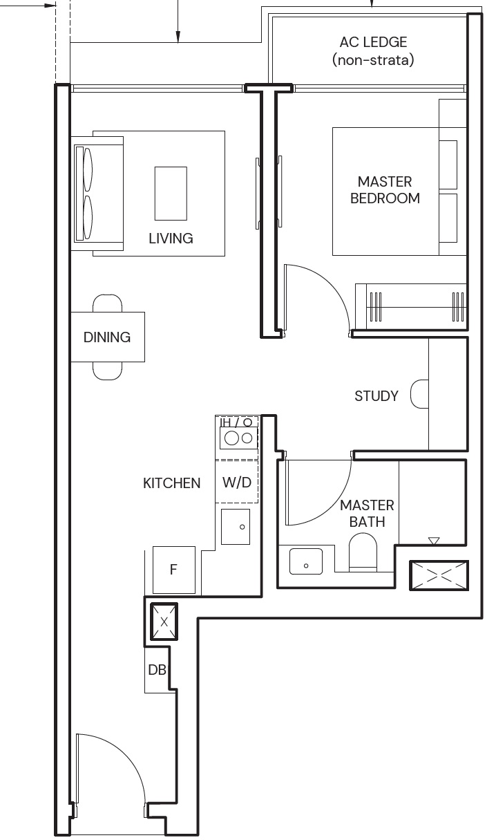 Parktown Residence 1 BEDROOM + Study