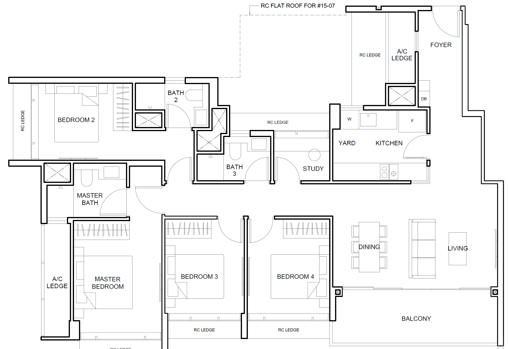 The Arcady at Boon Keng 4-BEDROOM + STUDY floor plan