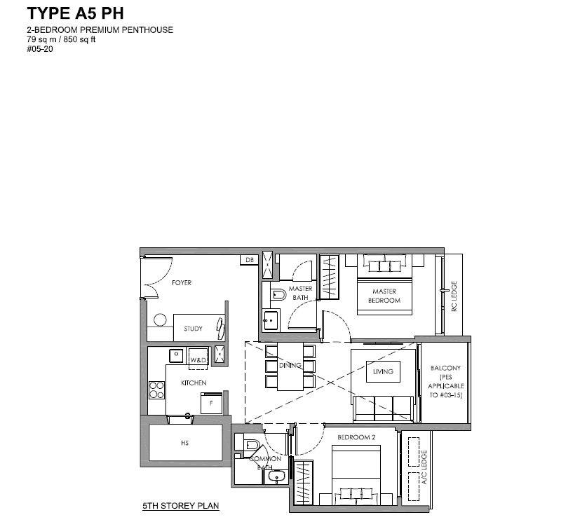Hillshore 2 bedroom premium Penthouse